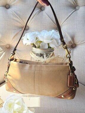 Vintage Coach Carly Micro Mini Demi Shoulder Bag Clutch ( Tan / Brown )